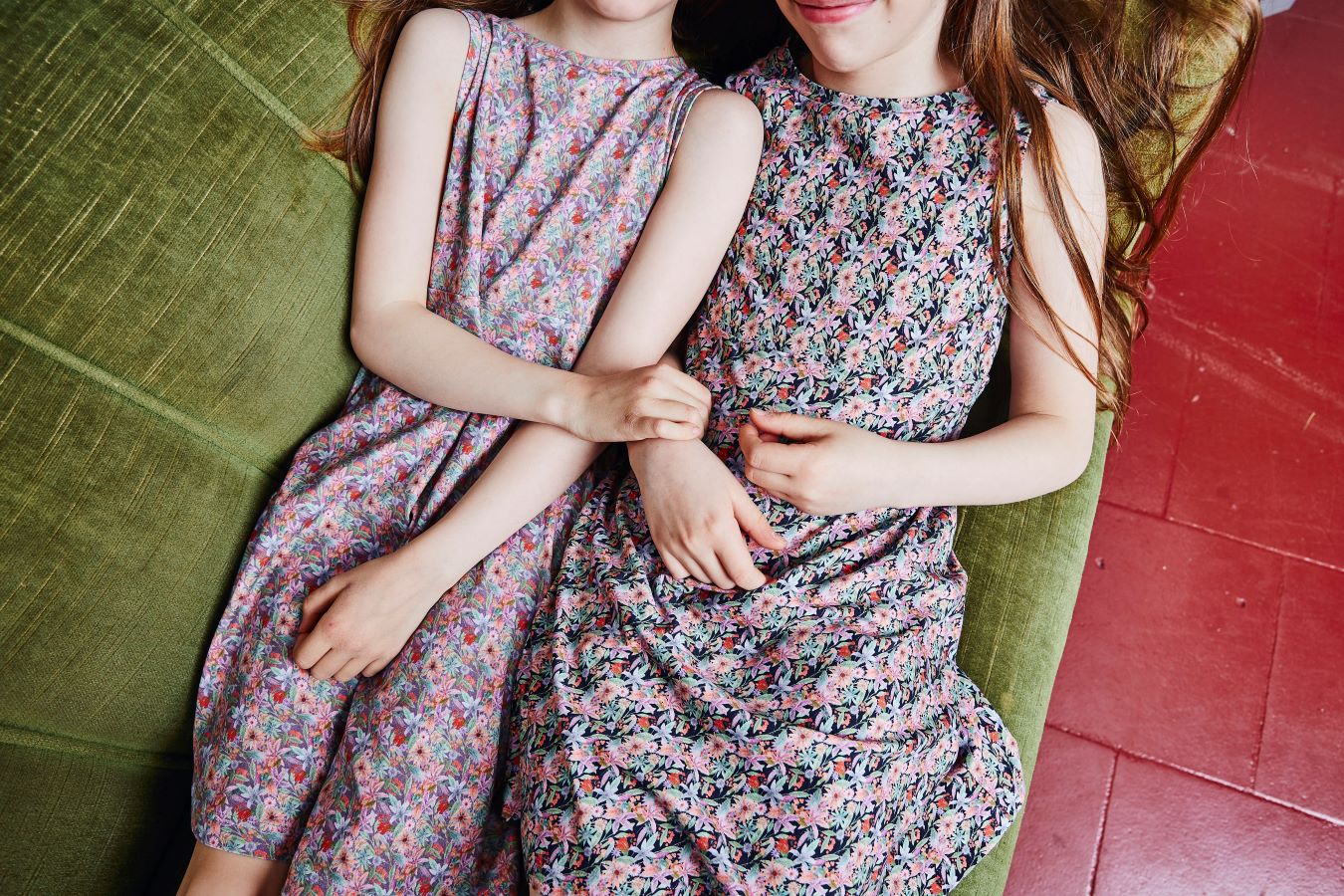 Organic cotton stretch jersey kids slip dresses.