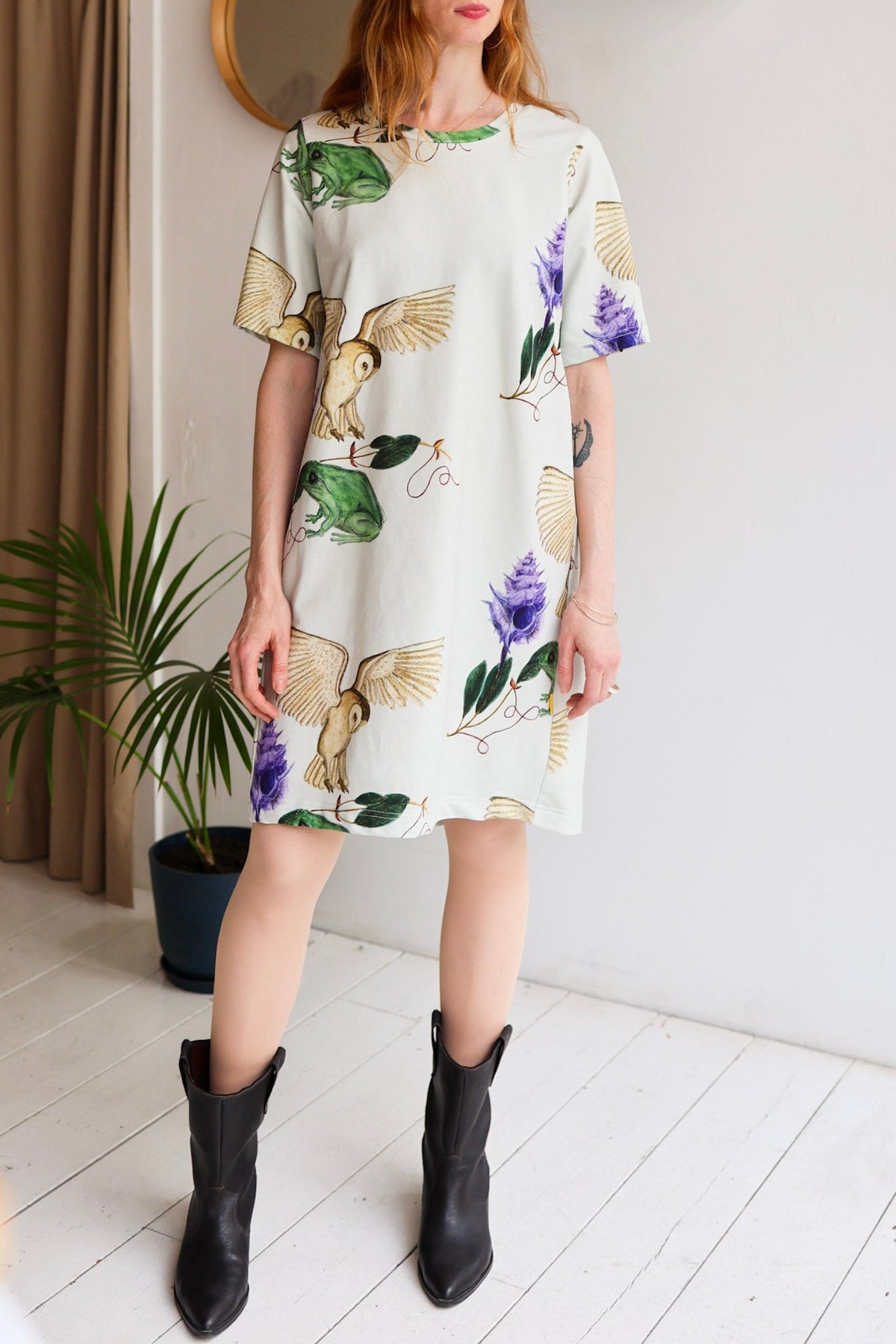 Organic cotton stretch jersey women long dress.