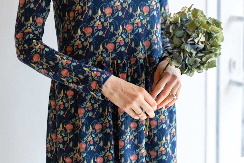 Organic cotton stretch jersey women long dress.