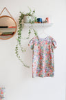 Organic cotton puffed sleeve kids dress.
