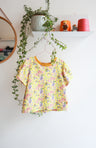 Organic cotton puffed sleeve kids top.