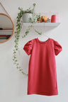 Organic cotton puffed sleeve kids dress.
