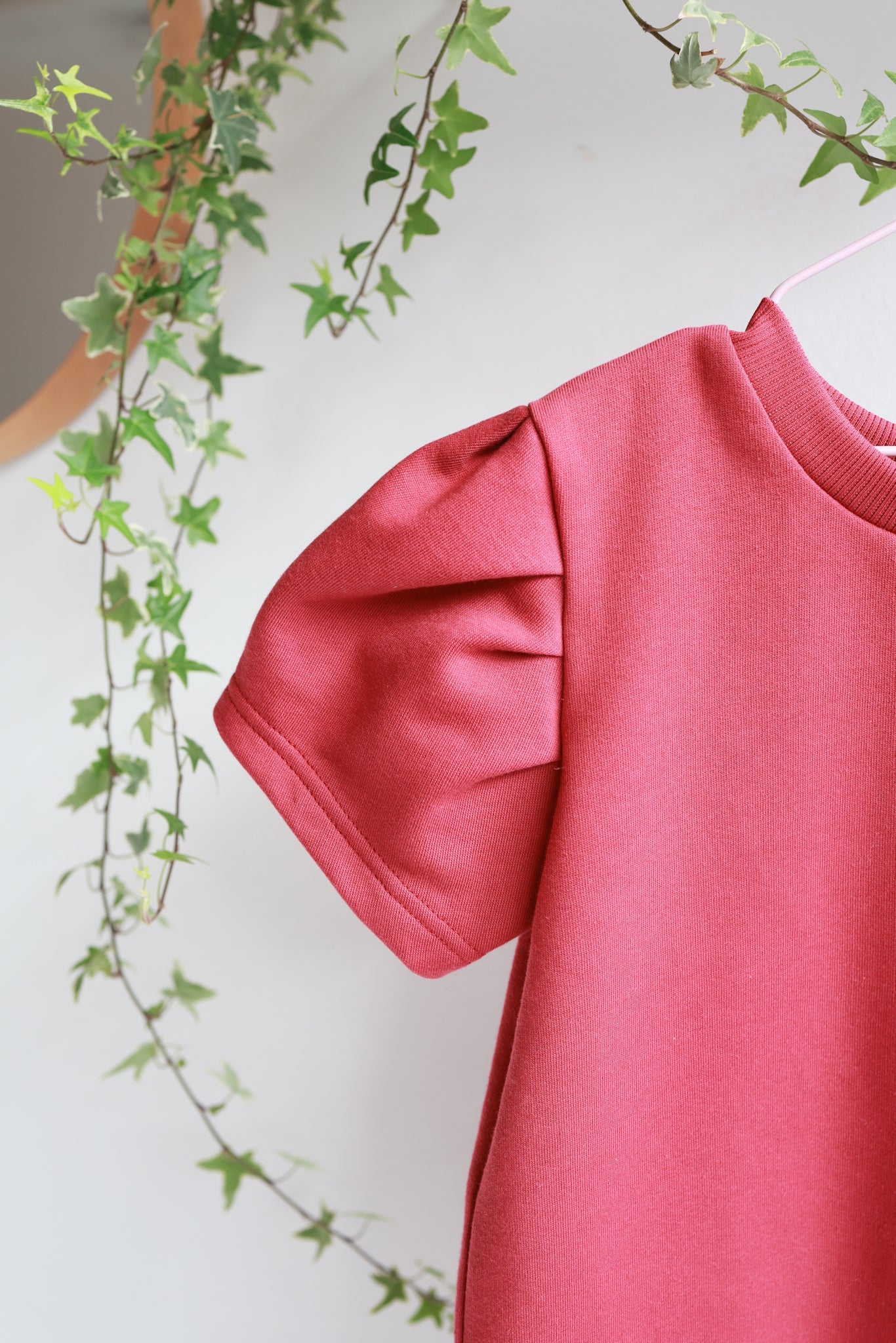Organic cotton puffed sleeve kids dress.