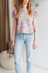 Organic cotton puffed sleeve women top.