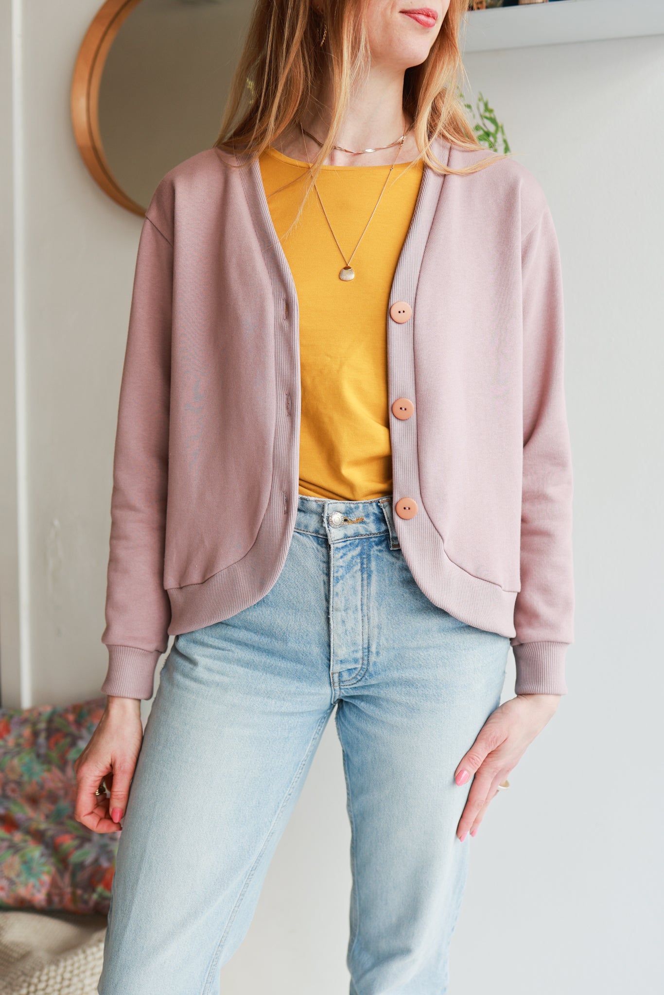 Organic cotton sweat women cardigan.