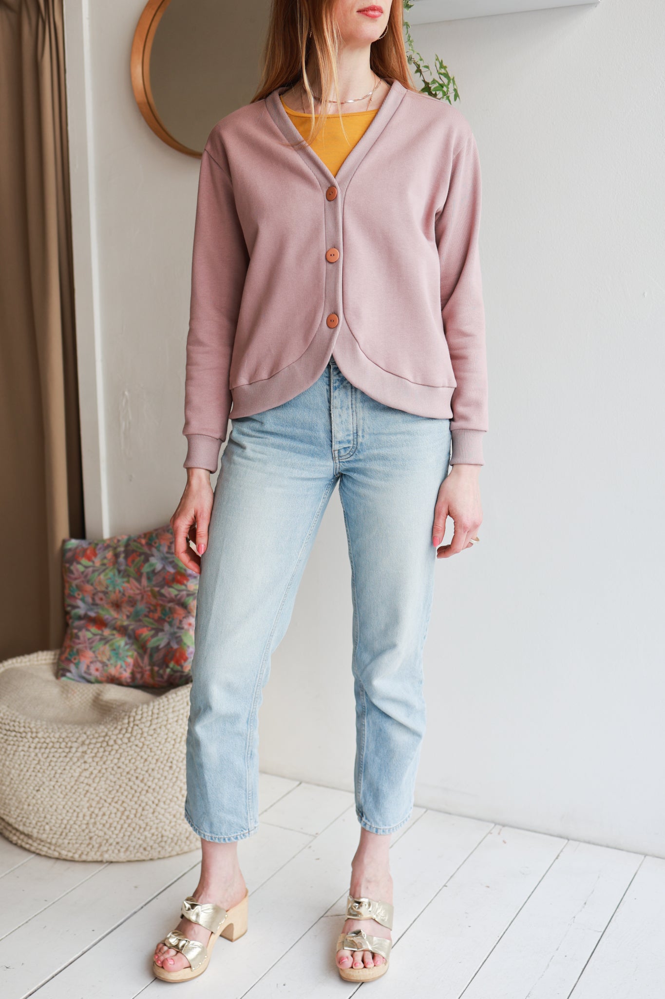 Organic cotton sweat women cardigan.