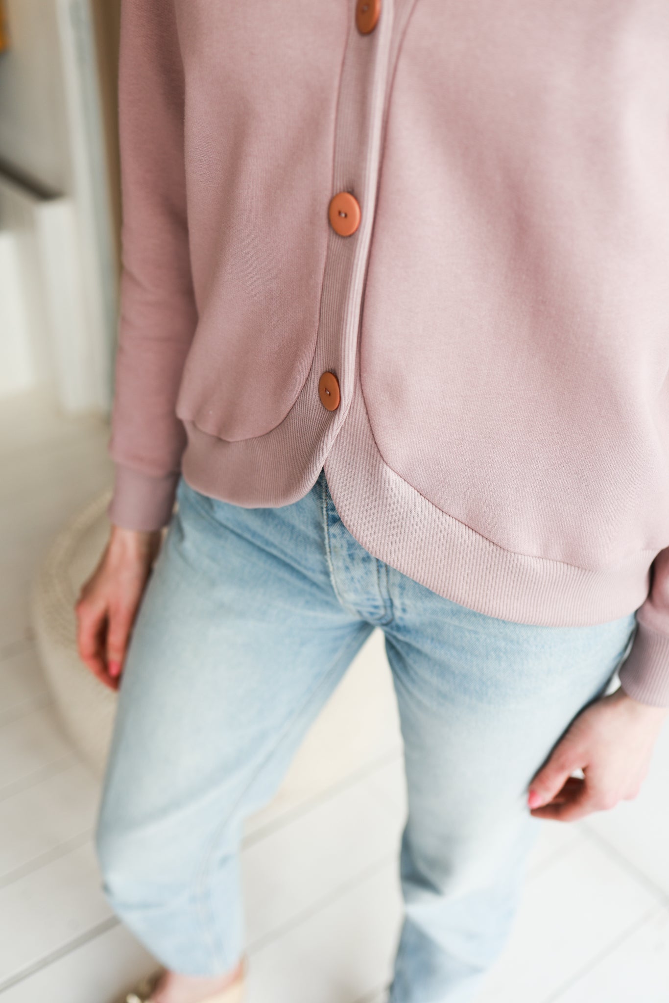 Organic cotton sweat women cardigan.