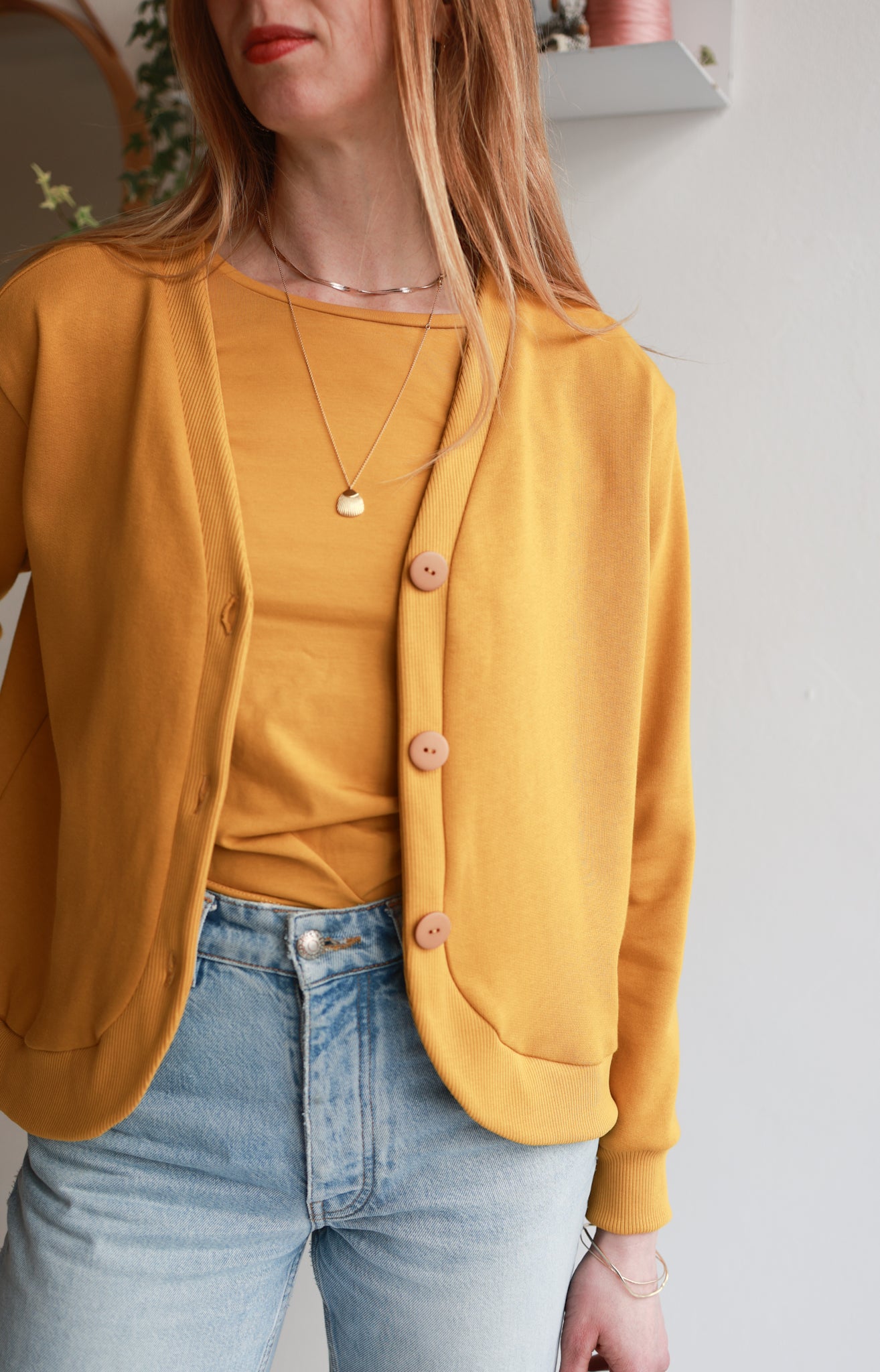 Organic cotton sweat women cardigan.