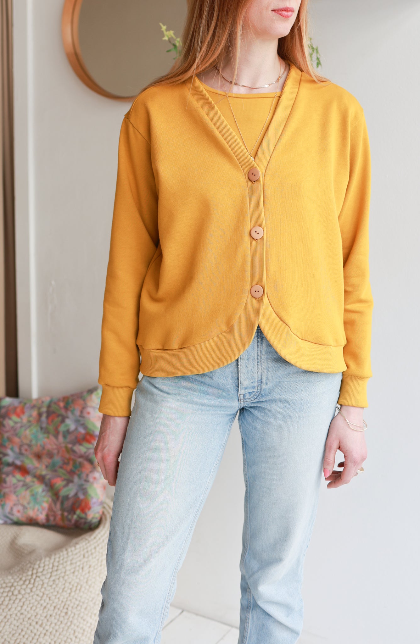 Organic cotton sweat women cardigan.