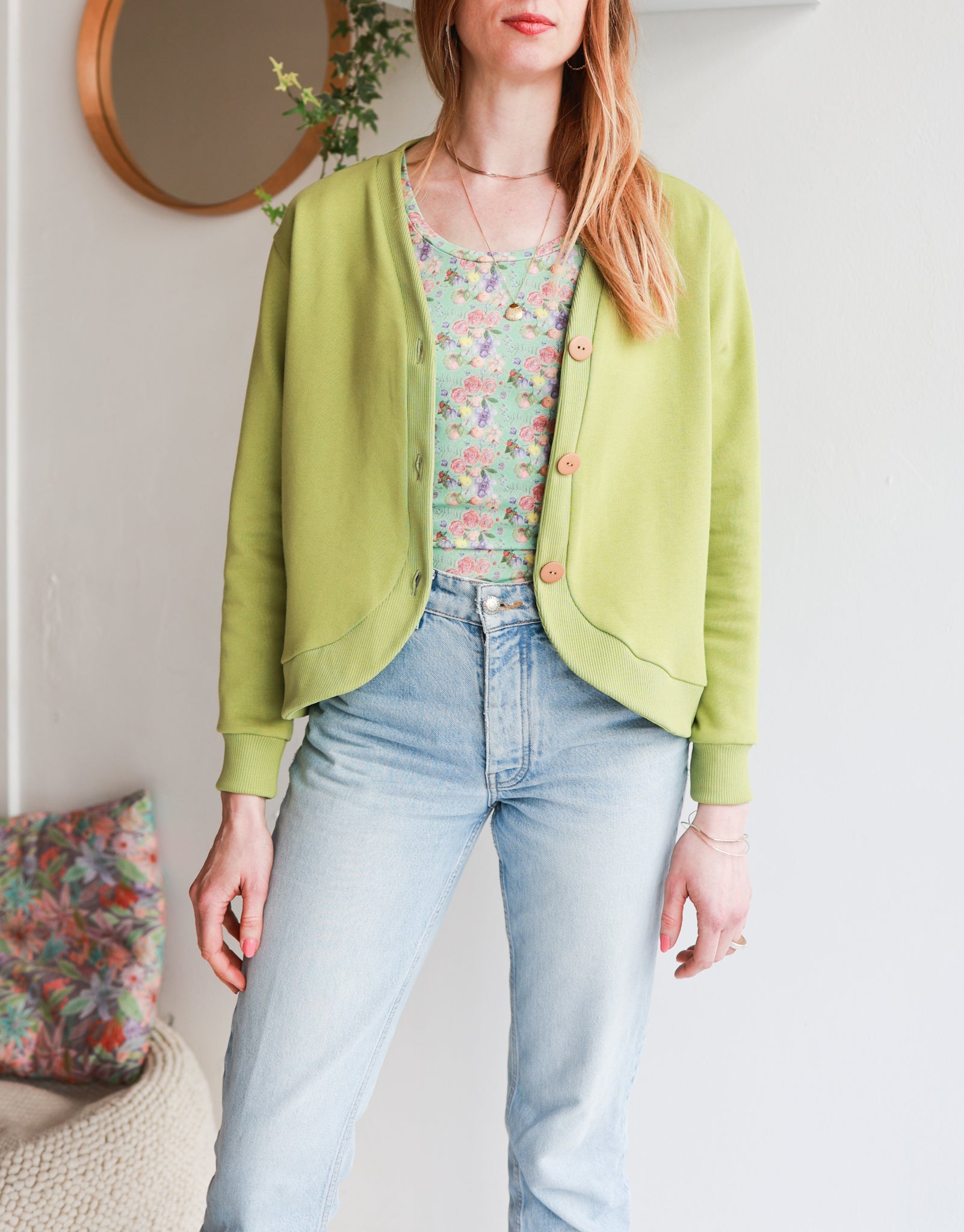 Organic cotton sweat women cardigan.