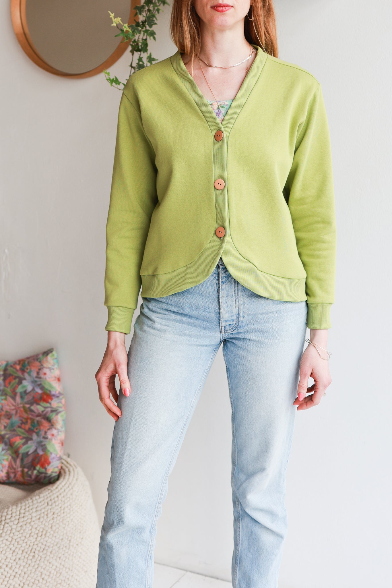 Organic cotton sweat women cardigan.