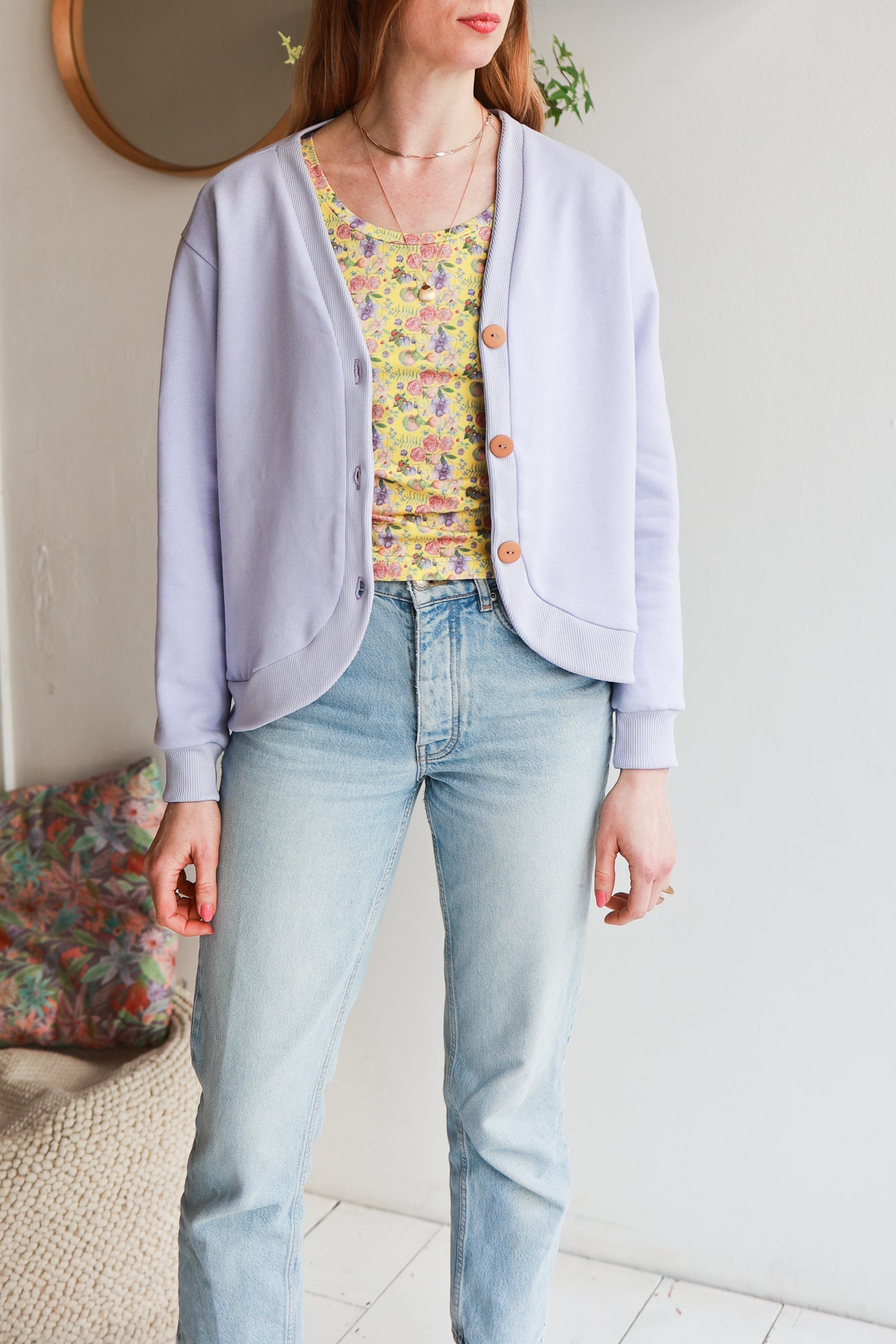 Organic cotton sweat women cardigan.