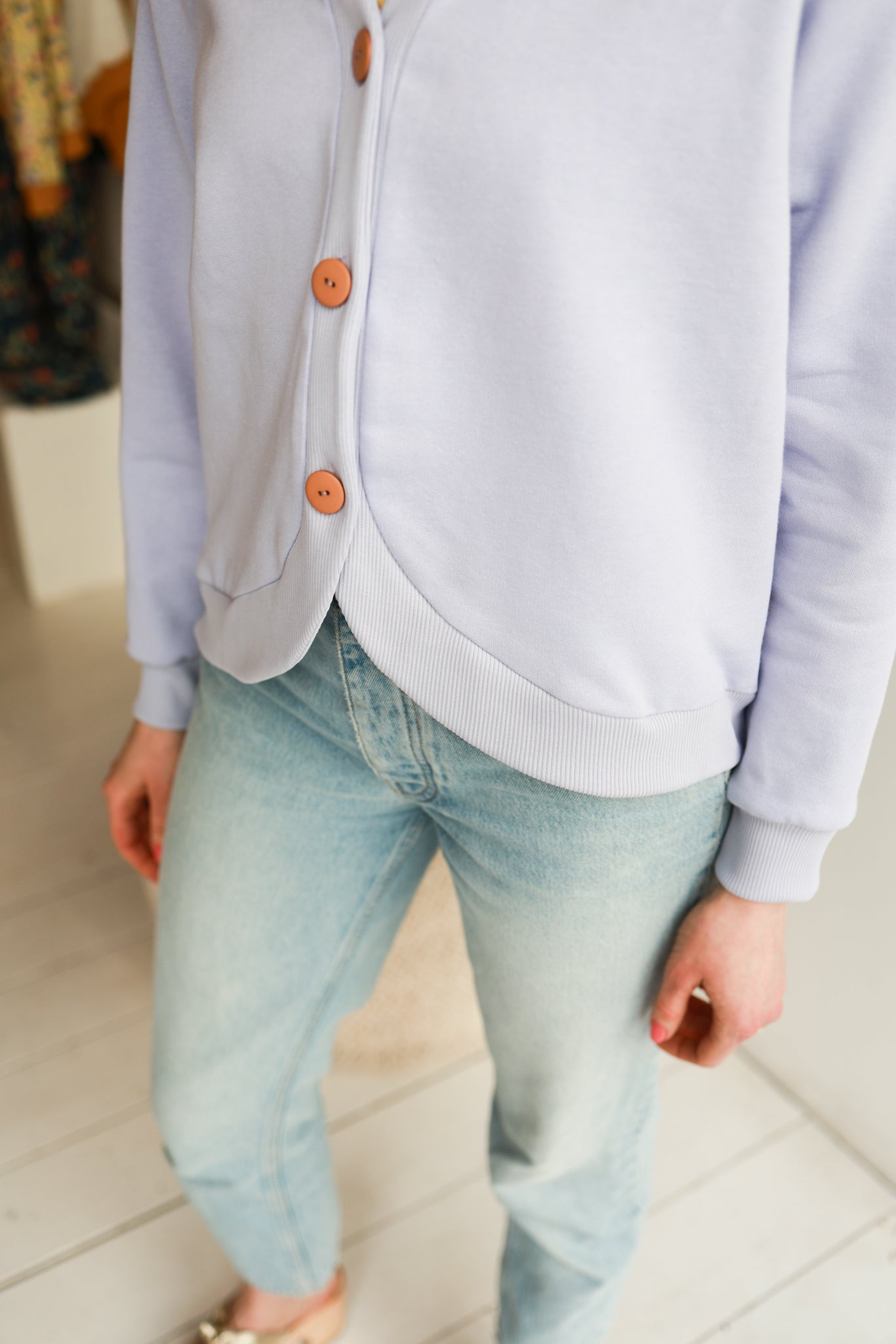 Organic cotton sweat women cardigan.