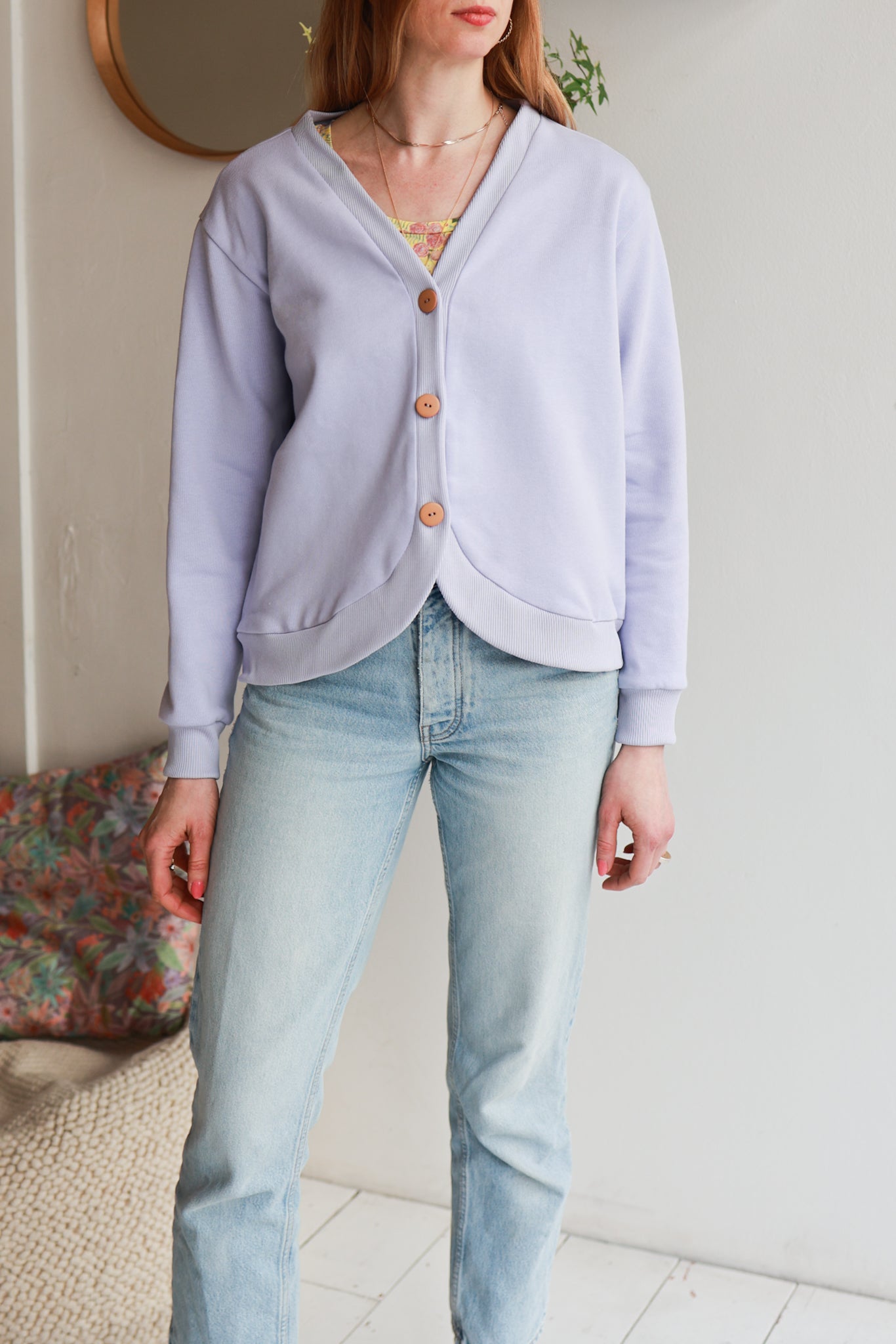 Organic cotton sweat women cardigan.