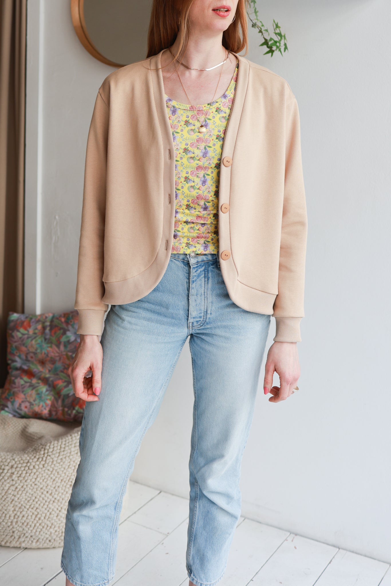 Organic cotton sweat women cardigan.