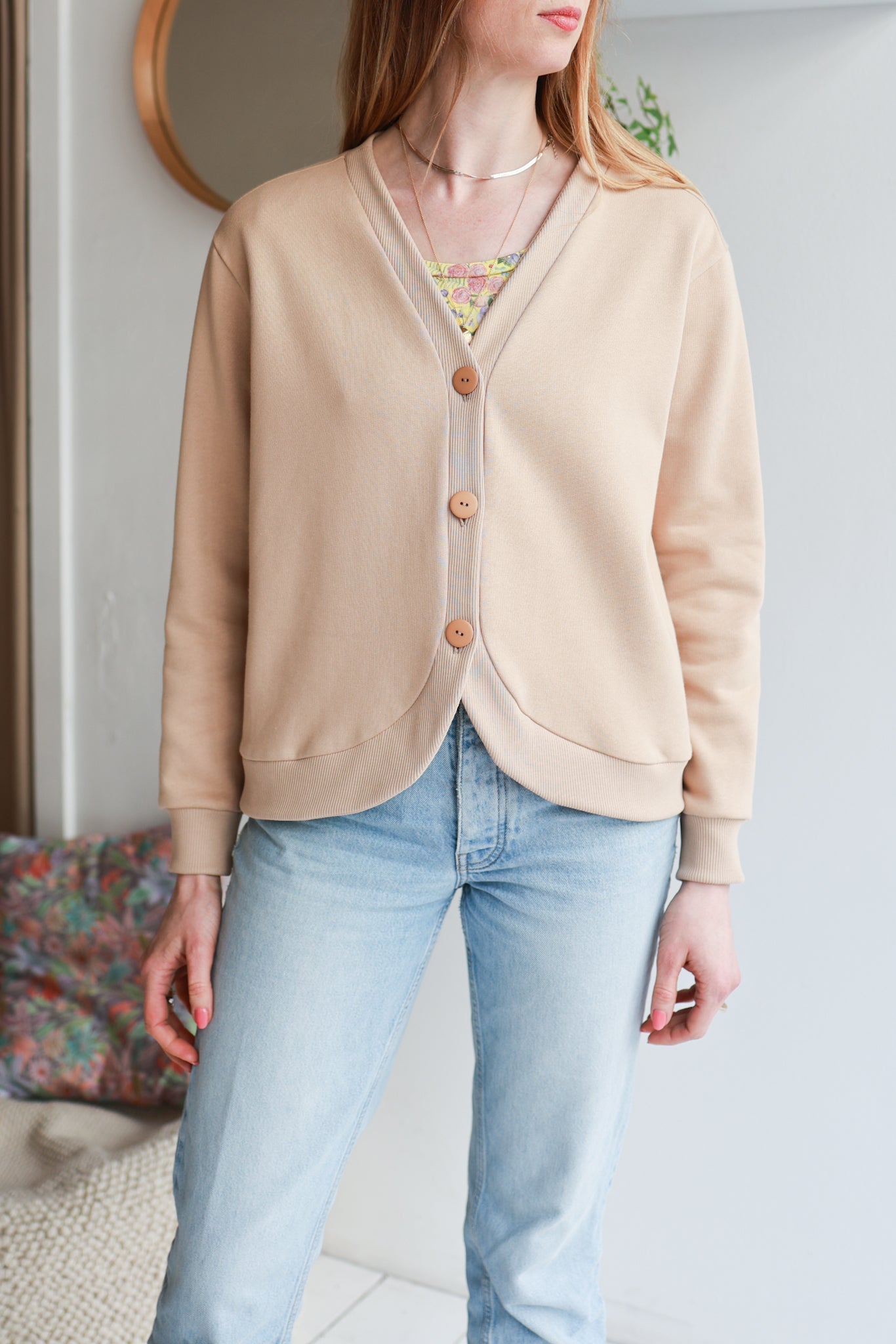 Organic cotton sweat women cardigan.
