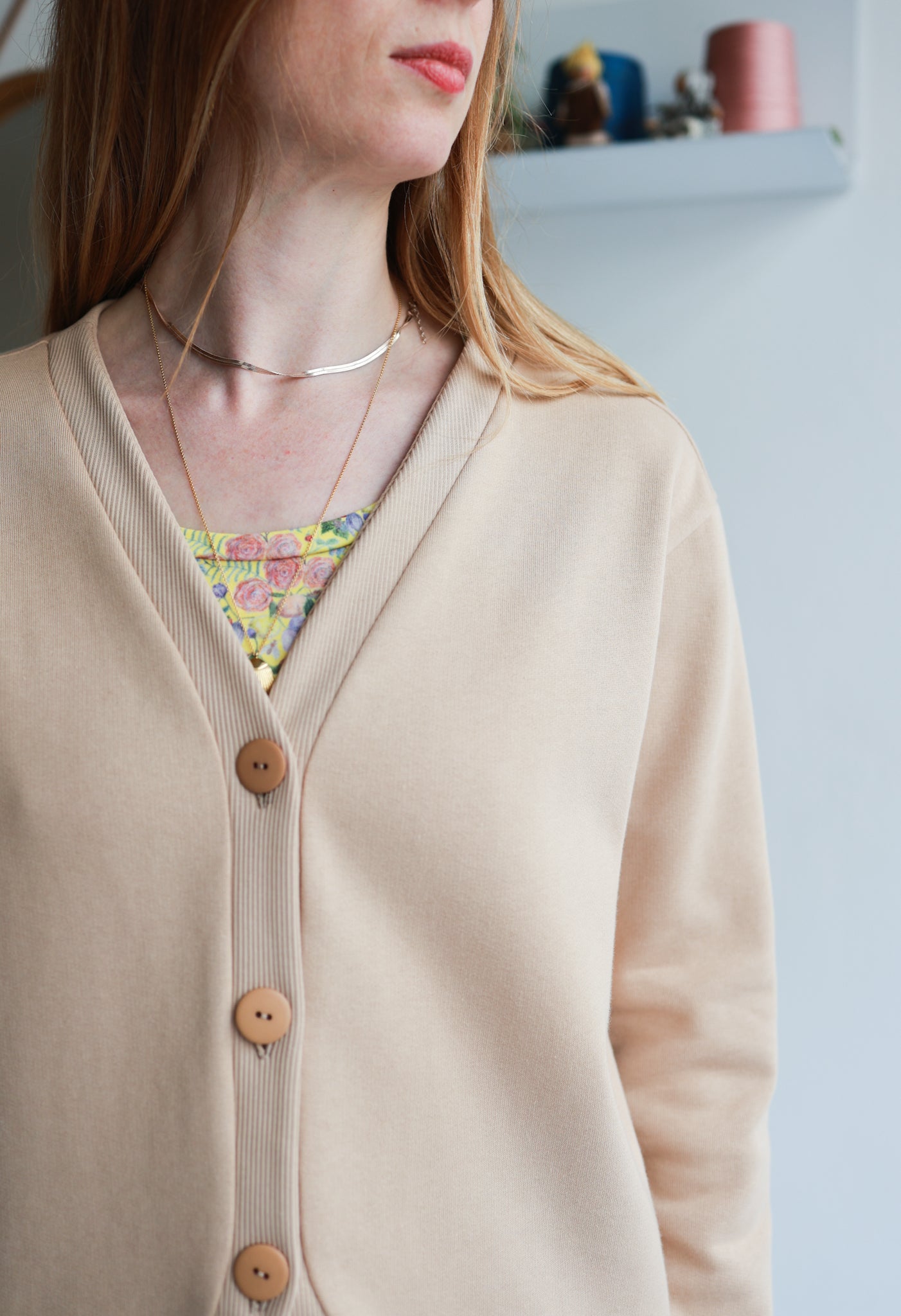 Organic cotton sweat women cardigan.