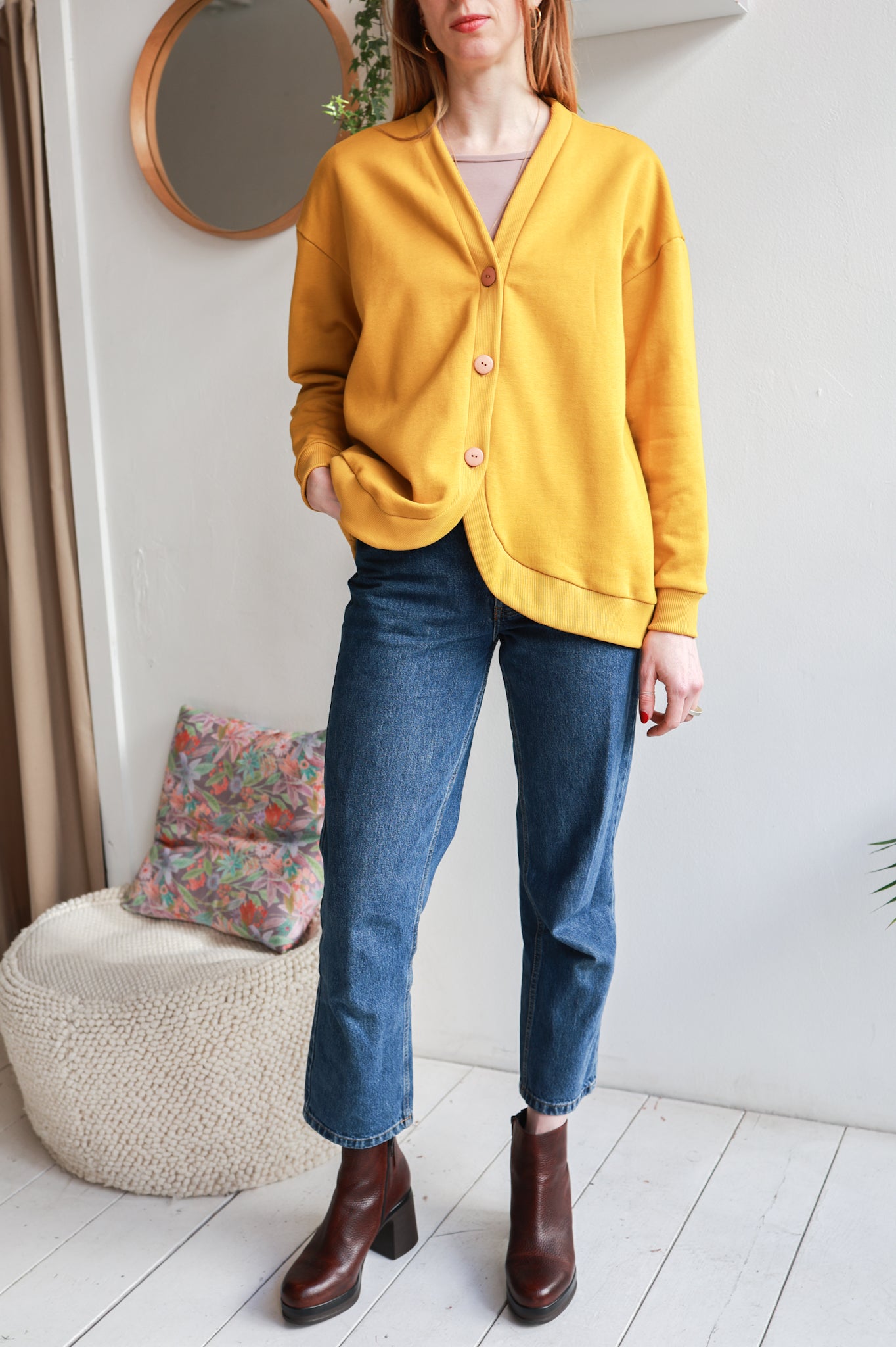 Organic cotton sweat women cardigan.