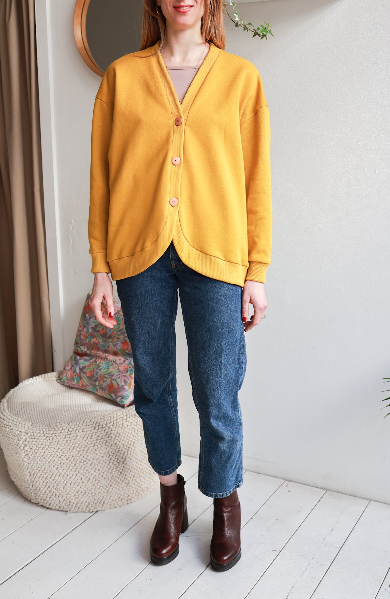Organic cotton sweat women cardigan.