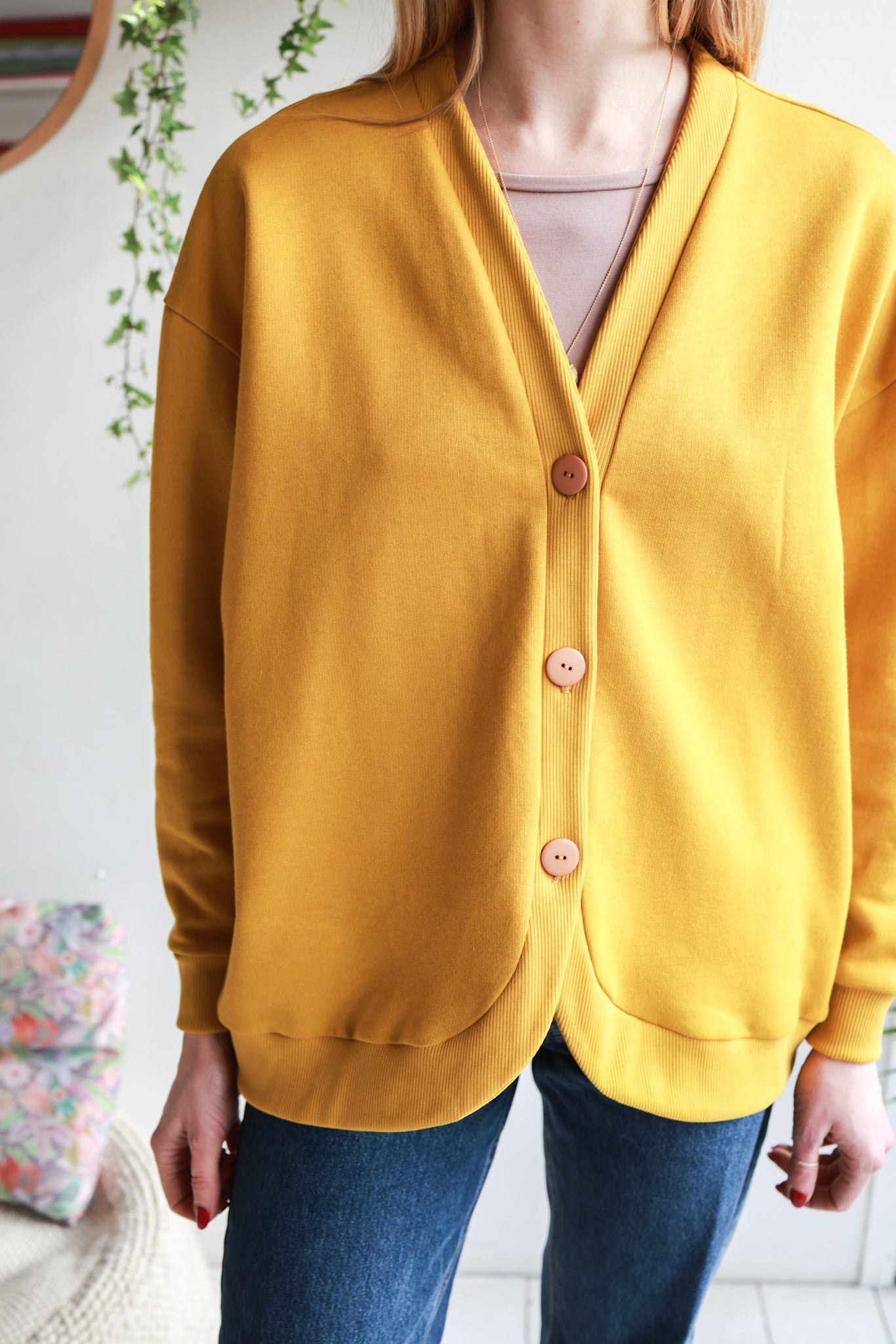 Organic cotton sweat women cardigan.