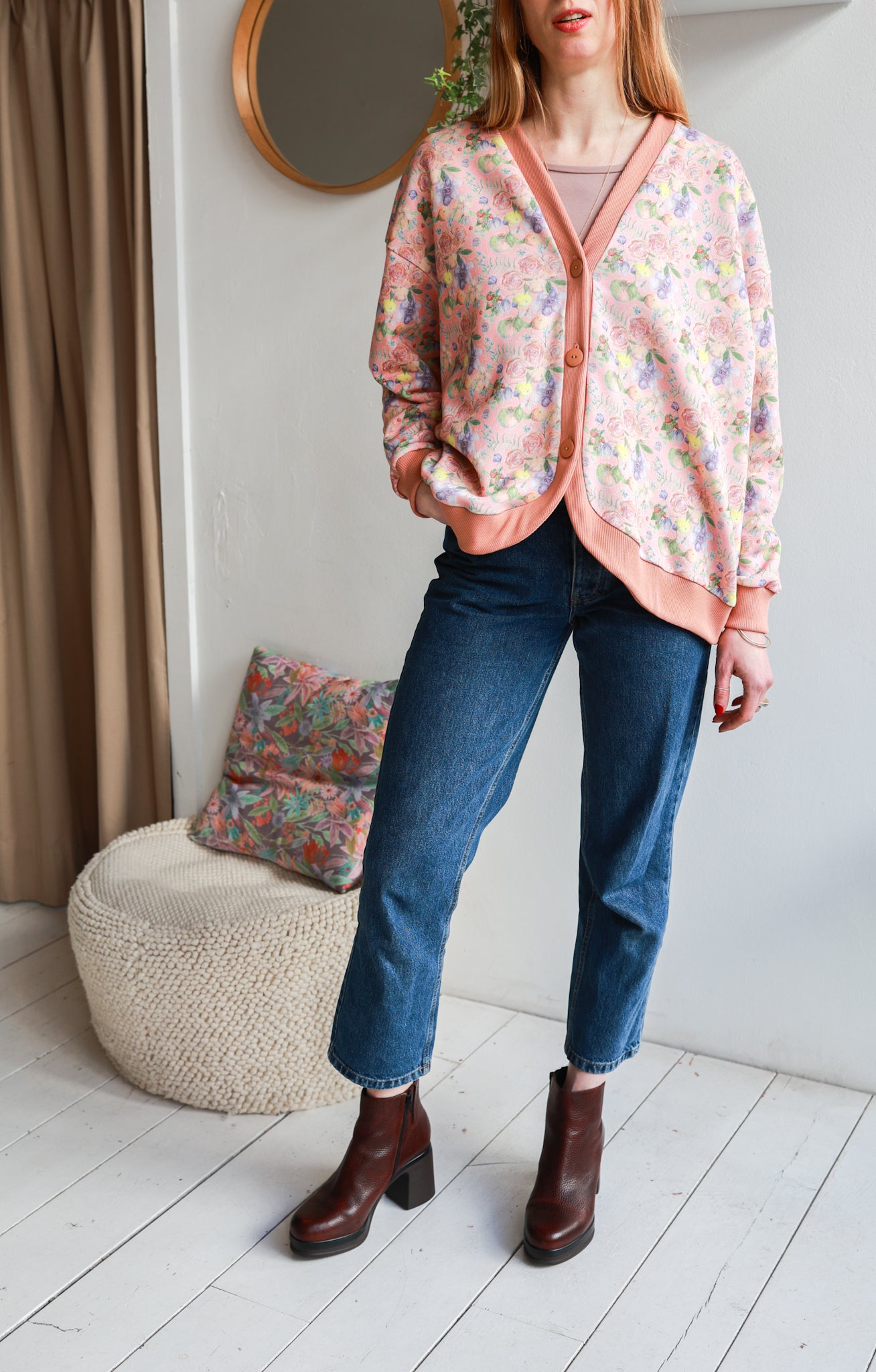 Organic cotton sweat women cardigan.