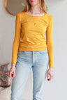 Organic cotton stretch jersey long sleeve women t-shirt.