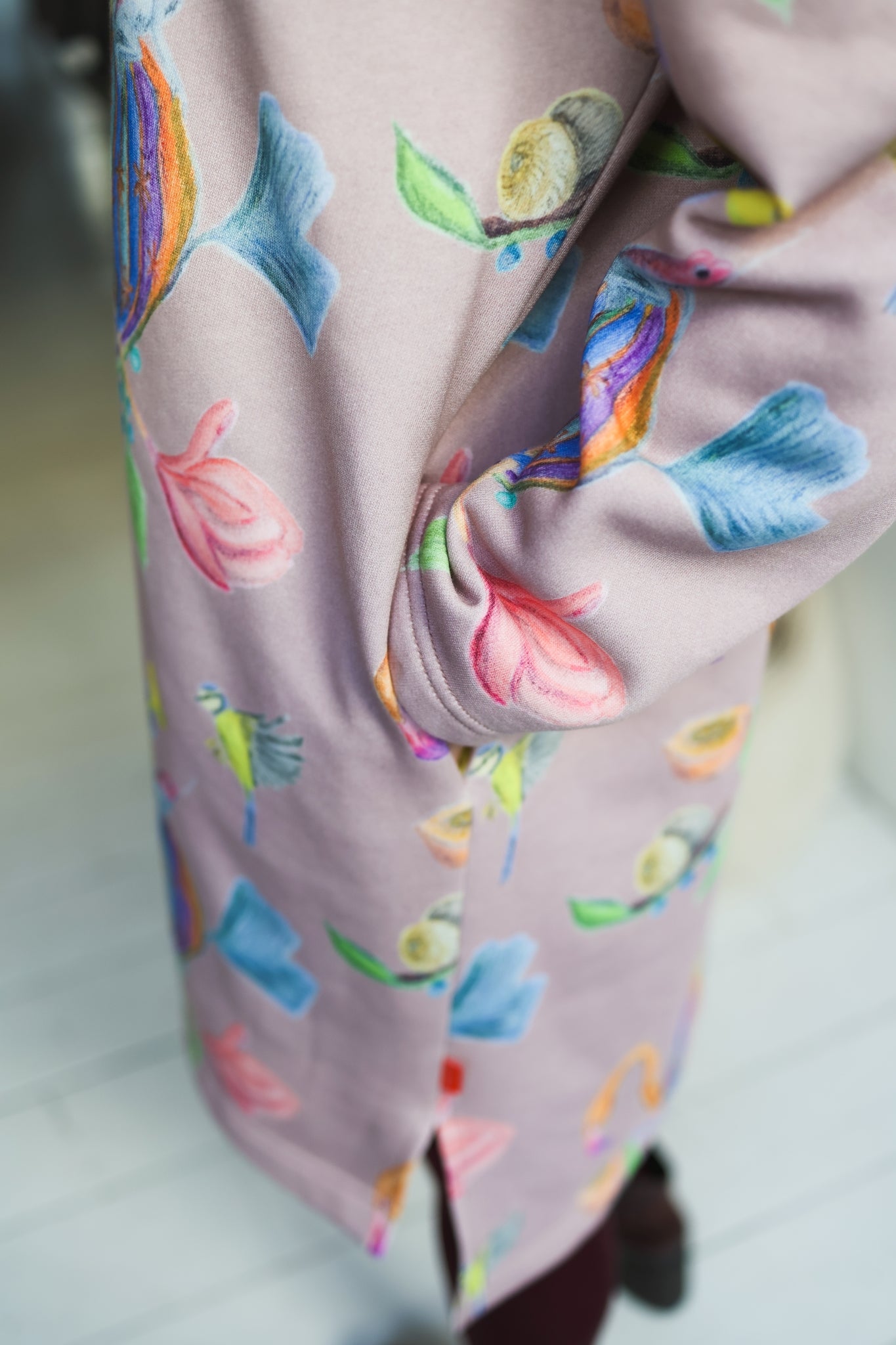 Women organic cotton slitted sweat dress.