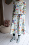 Women organic cotton sweat flared long skirt.