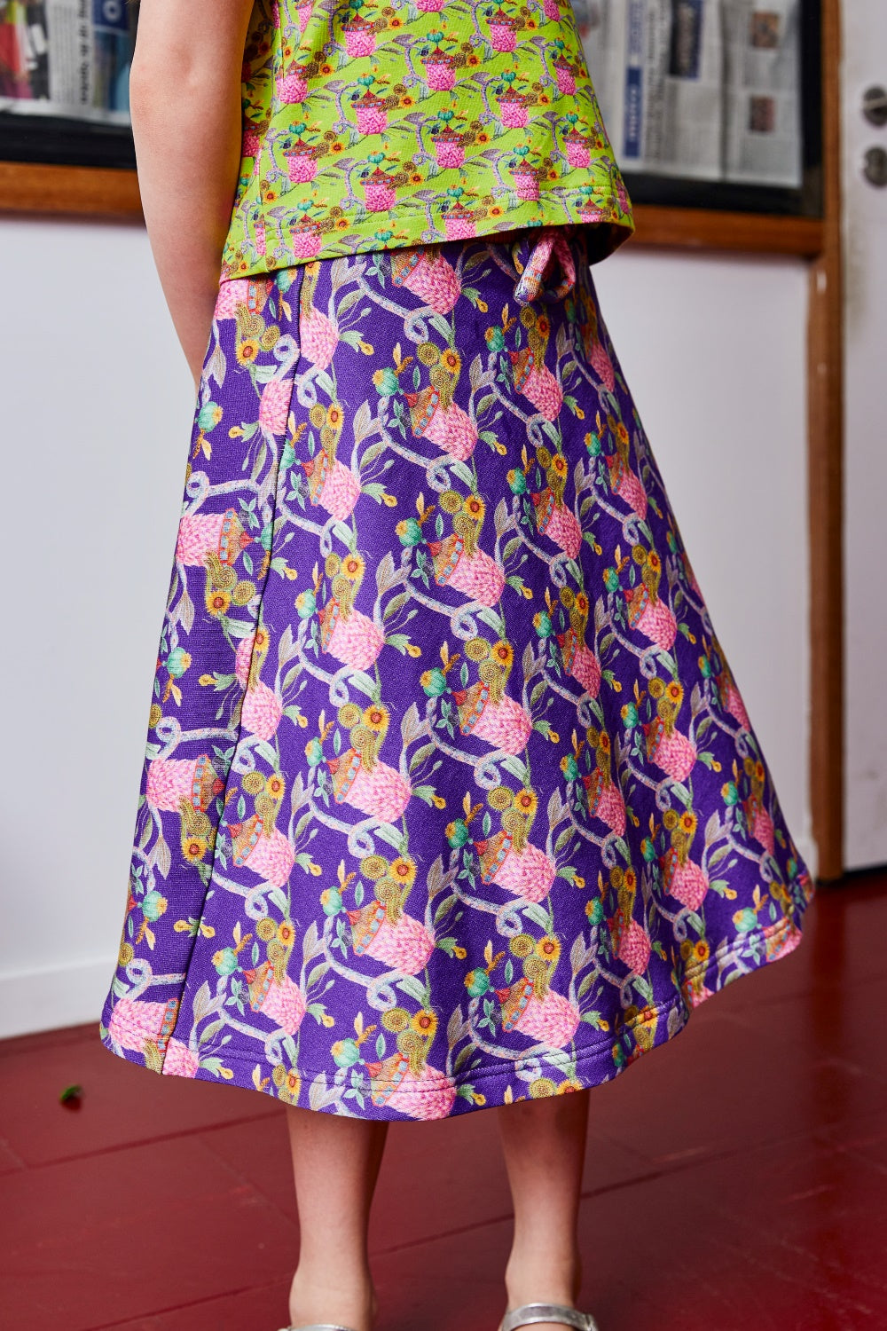 Kids organic cotton sweat flared skirt.