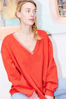 Women organic cotton v-neck oversized sweatshirt.